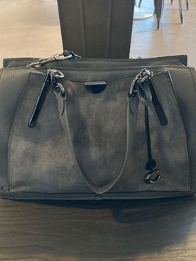 COACH Dreamer 36 Satchel Crossbody in Gray Leather & Suede, Gunmetal Hardware